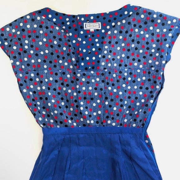 Yves Saint Laurent Blue Polka Dot Mini Dress With COA - Picture 5 of 7